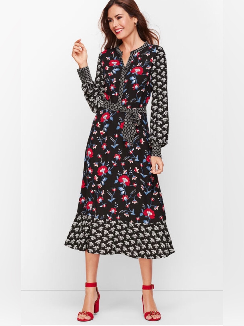 Talbots Mixed Flora Crepe Dress Size 2P